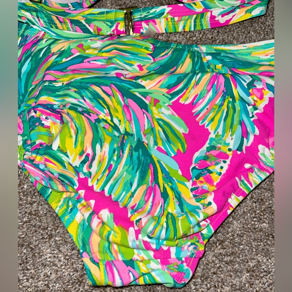 Lily Pulitzer bikini 2 4 tropical underwire pink teal yellow - Picture 4 of 8